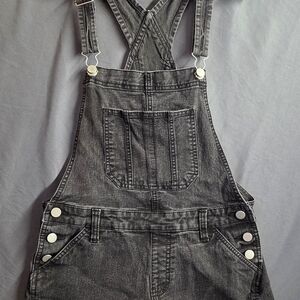 Gray Denim Overall Shorts